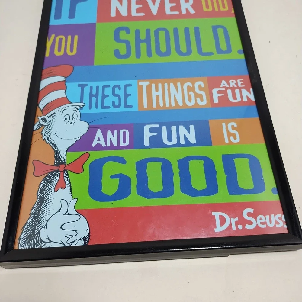 2 Dr. Seuss Framed Quote Wall Art Print‎ Hanging Decor 12.5x8.5 Set Lot Of 2